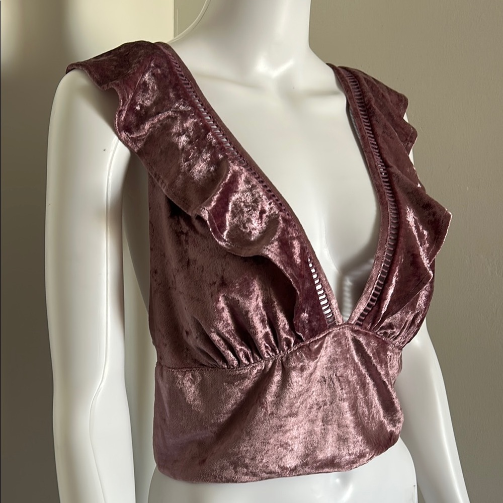 Free People, Women’s Size Large Lilac Velvet Lillian Lace Up Tank - Picture 2 of 10